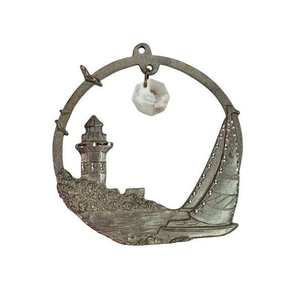 Spoontiques Pewter Ornament Suncatcher Prism Lighthouse Sailboat 3" - Picture 4 of 5